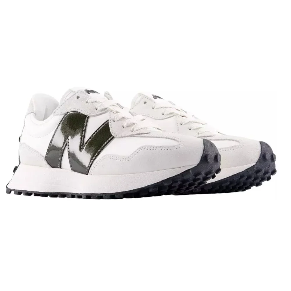 New Balance 327 Women's Sneakers Shoes Casual White Dark Olivine size 7.5
